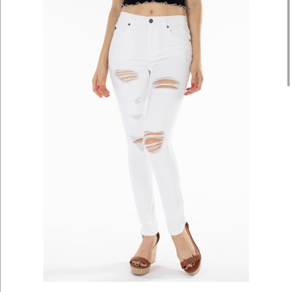 Vicky White KanCan Distressed Denim